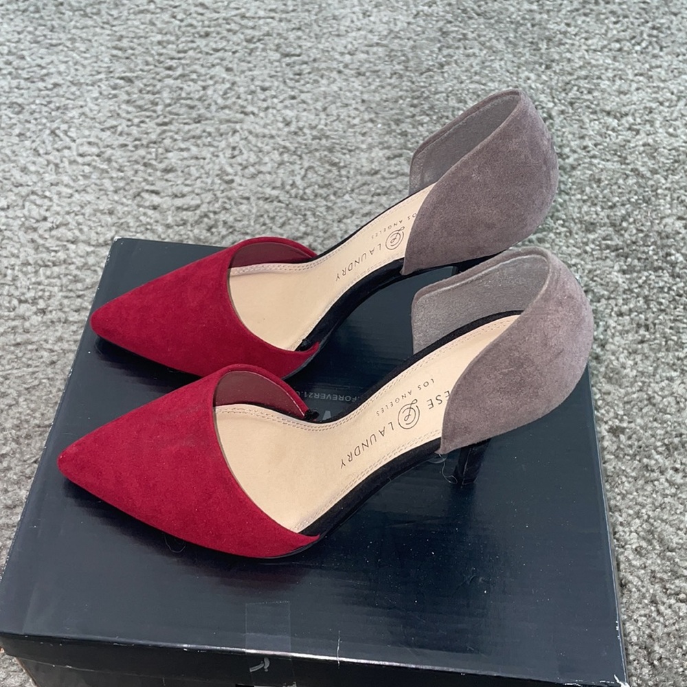 Red and Gray Chinese Laundry Heels